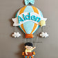 Personalized Handmade Kids name hanging-Boy on hot ballon(Filled Letters)