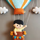 Personalized Handmade Kids name hanging-Boy on hot ballon(Filled Letters)