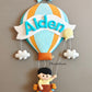 Personalized Handmade Kids name hanging-Boy on hot ballon(Filled Letters)