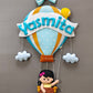 Personalized Handmade Kids name hanging-Girl on Hot air Balloon (Filled Letters)
