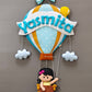 Personalized Handmade Kids name hanging-Girl on Hot air Balloon (Filled Letters)