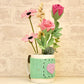 Handcrafted Delight: Crochet Rose & Daisy Mug Bouquet