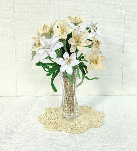 Happy Threads| Lily Blooms, Eco-Friendly Handcrafted Single Stem Crocheted Flowers, Lead-Free, Sustainable Decor & Gift Solution