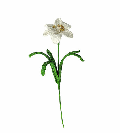 Happy Threads| Lily Blooms, Eco-Friendly Handcrafted Single Stem Crocheted Flowers, Lead-Free, Sustainable Decor & Gift Solution
