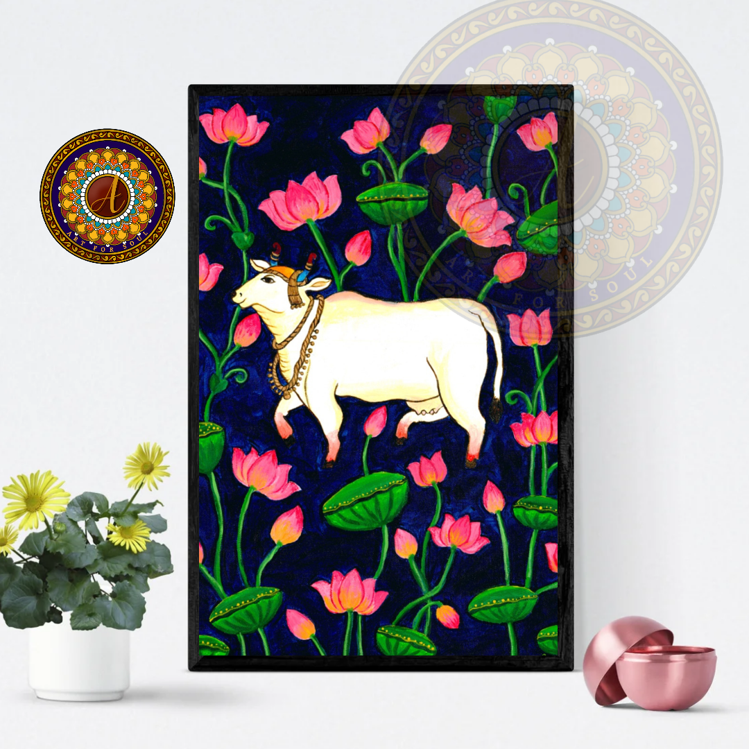 Indian folk art-Pichwai Cow Acrylic Painting – Hunar Hatti