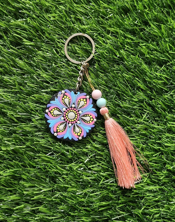 Mandala art key chain