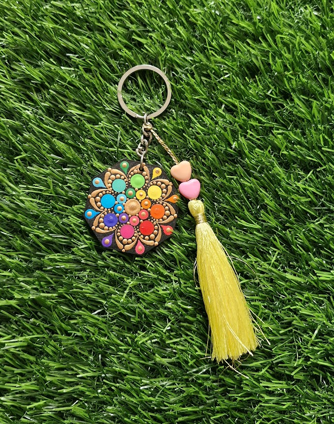 Mandala art key chain