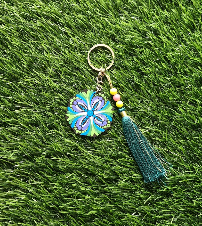 Mandala art key chain