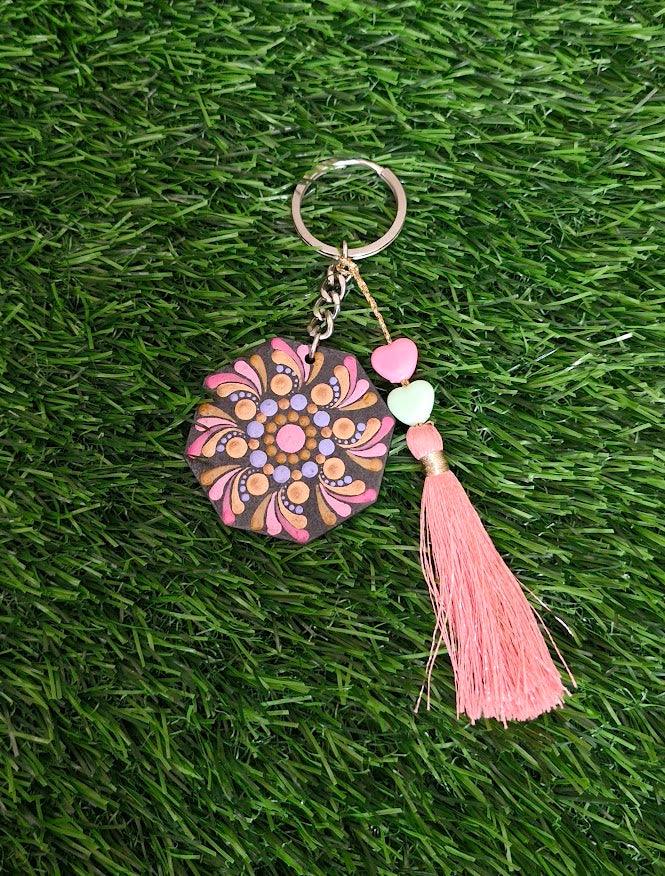Mandala art key chain
