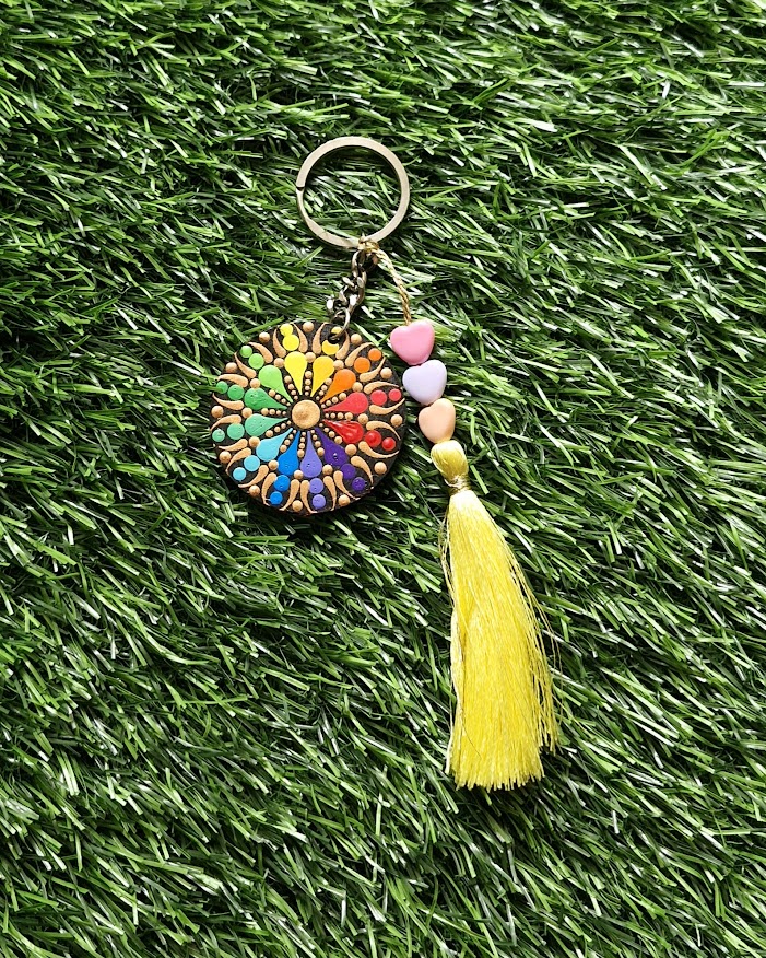 Mandala art key chain