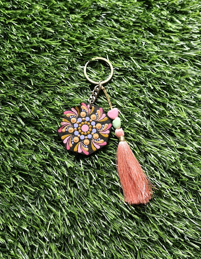 Mandala art key chain