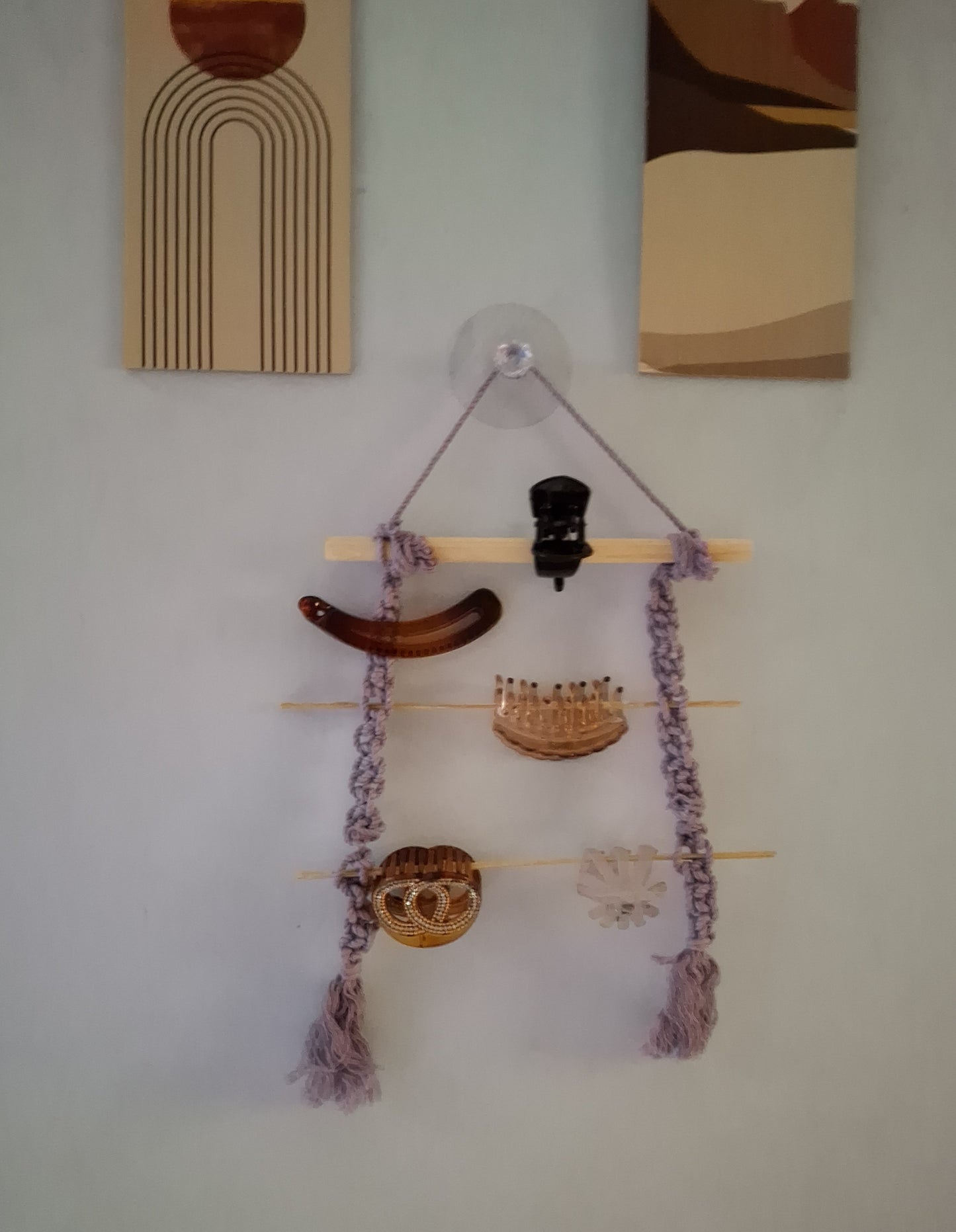 Macrame hanging-Hair clip holder