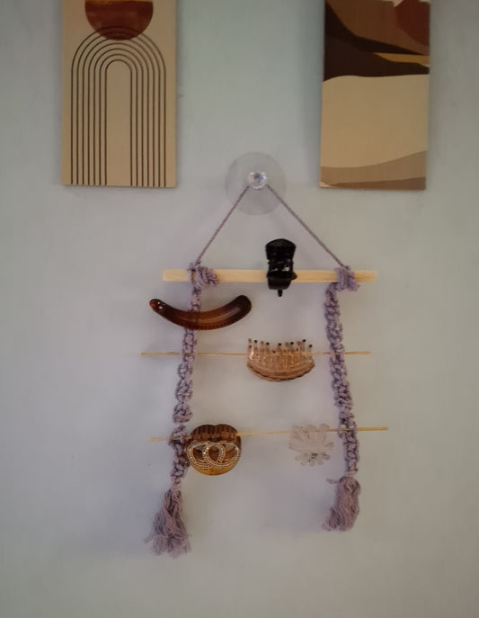 Macrame hanging-Hair clip holder