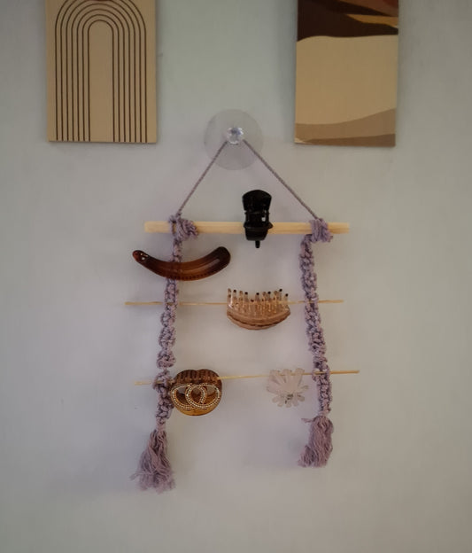 Macrame hanging-Hair clip holder