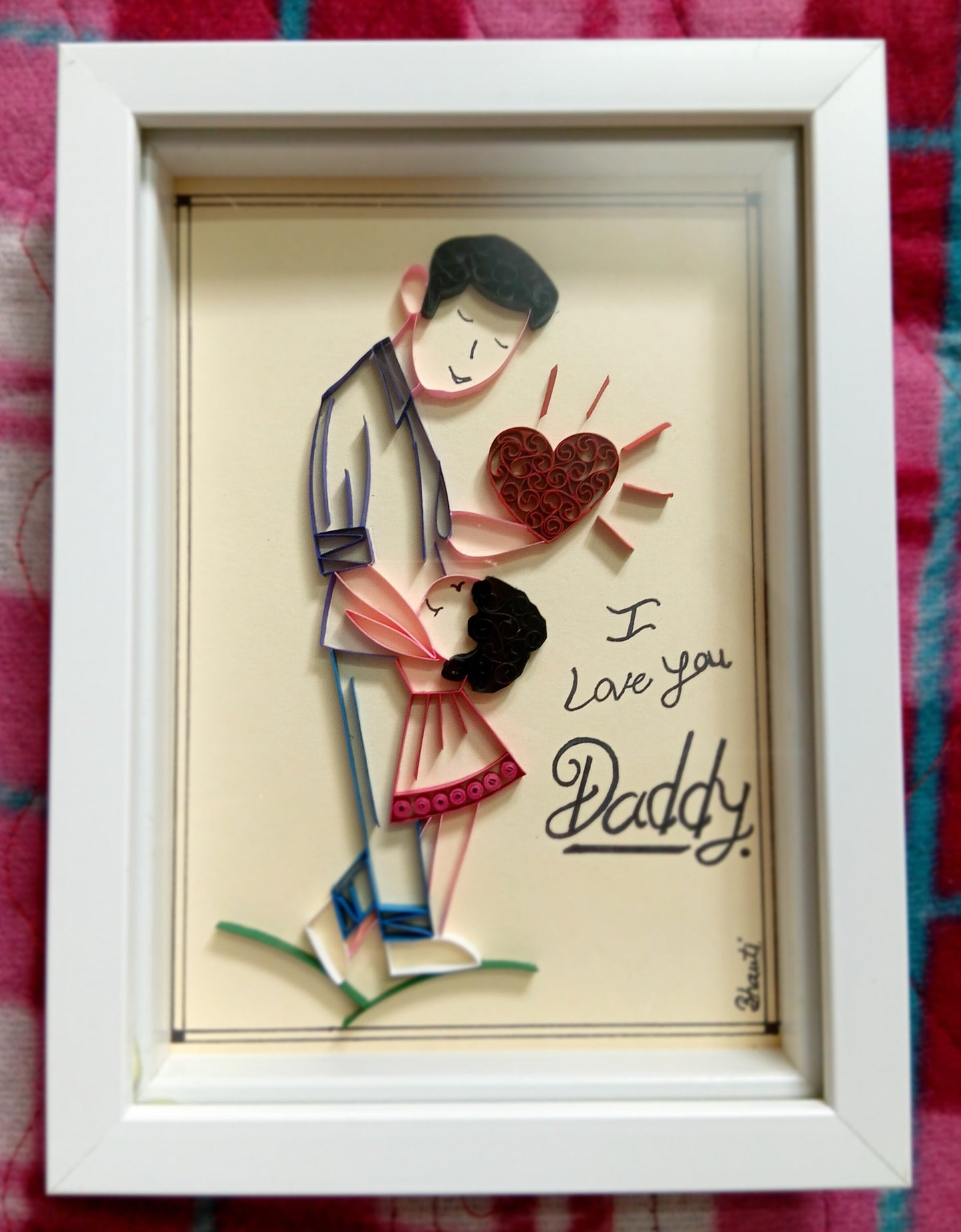 Dad & Baby girl bonding Quilled frame