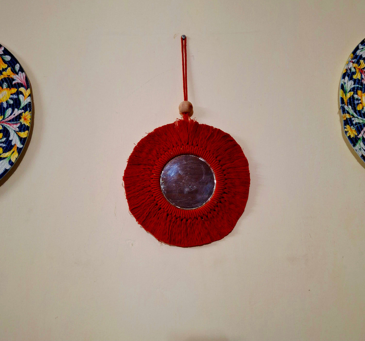 macrame-hanging wall mirror