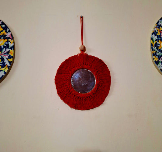 macrame-hanging wall mirror