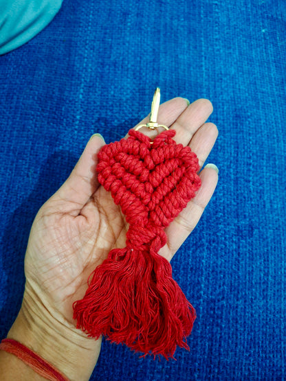 Heart keychain macrame