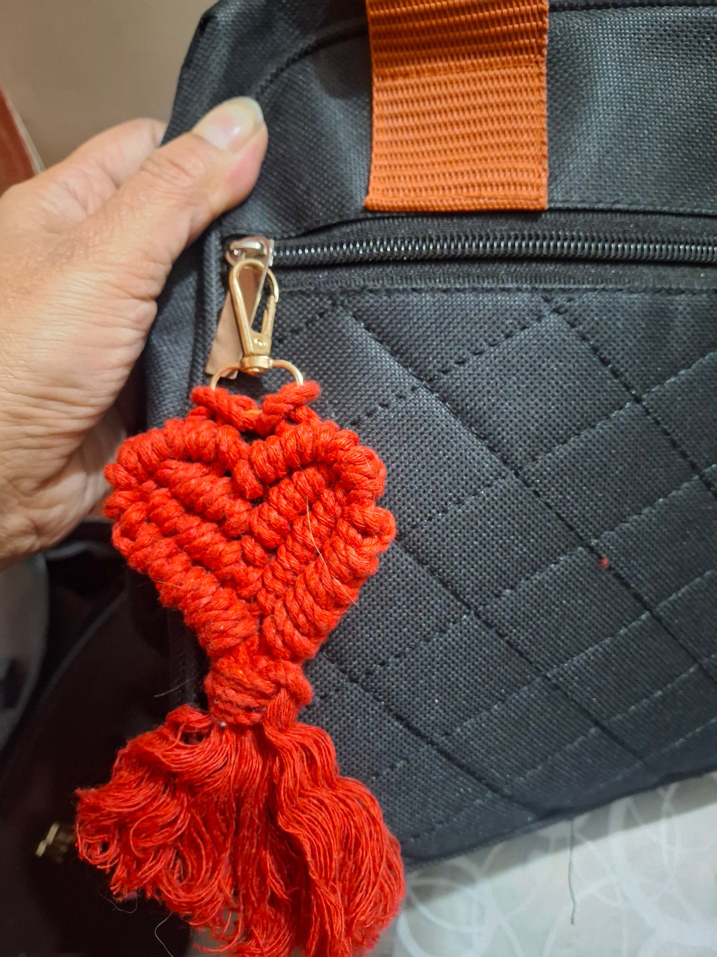 Heart keychain macrame