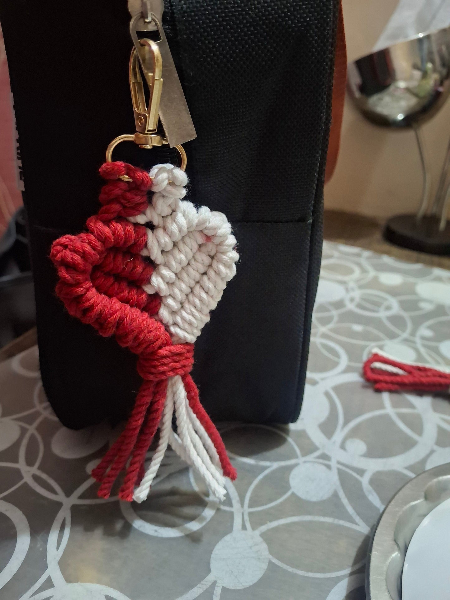 Heart keychain macrame