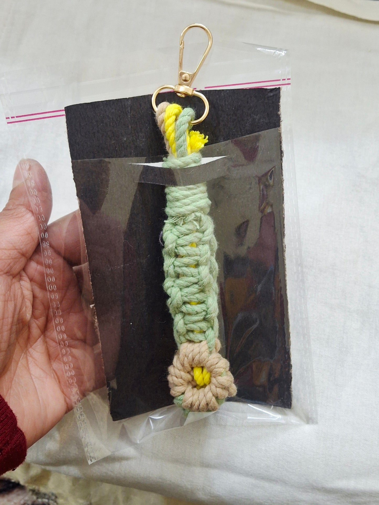 Macrame wristlet keychain