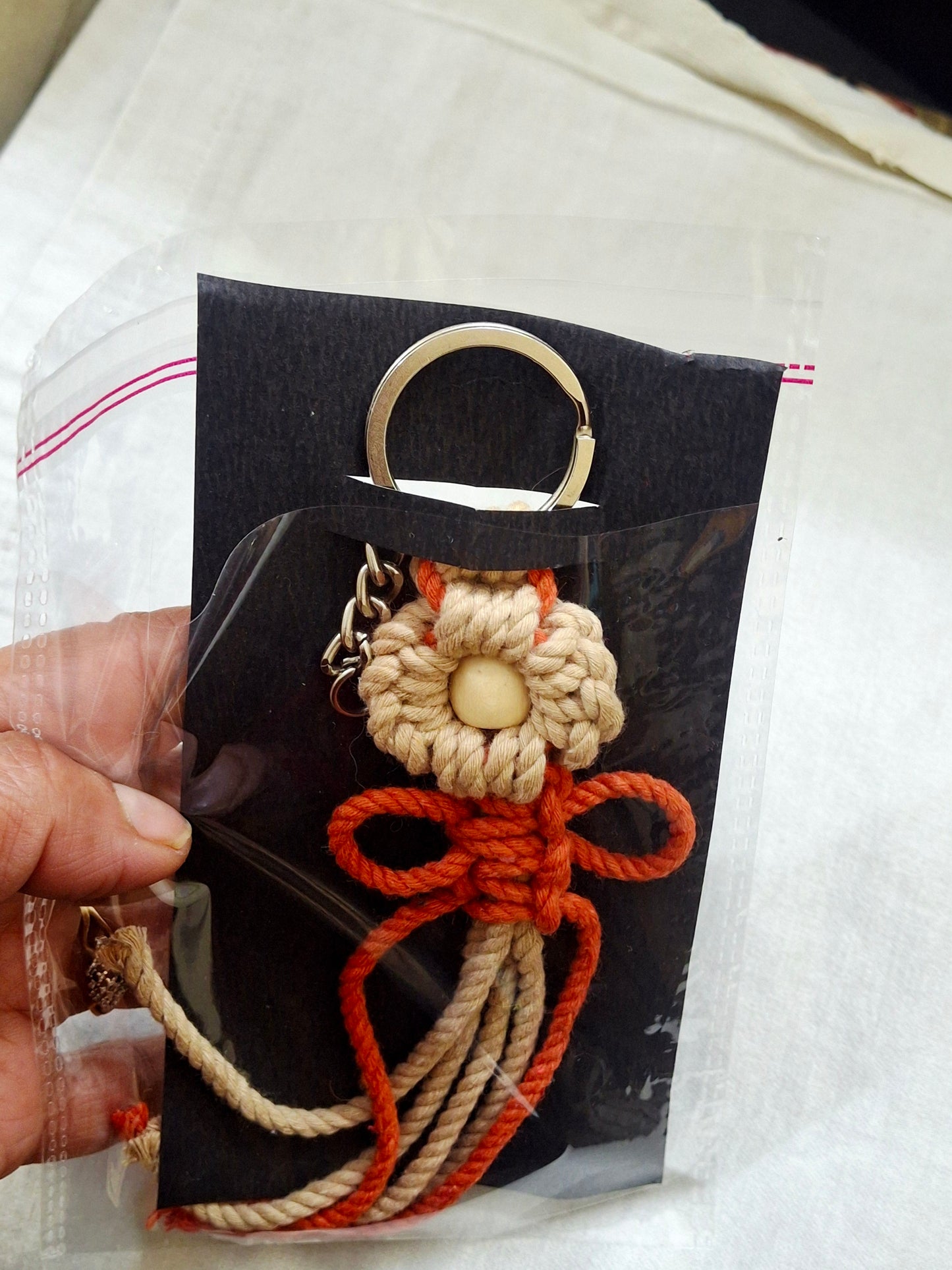 Personalised Macrame Flower Keychain Bag Charms & Backpack Keyring,Boho Knitting Keychain, Birthday/Boho Gift Idea