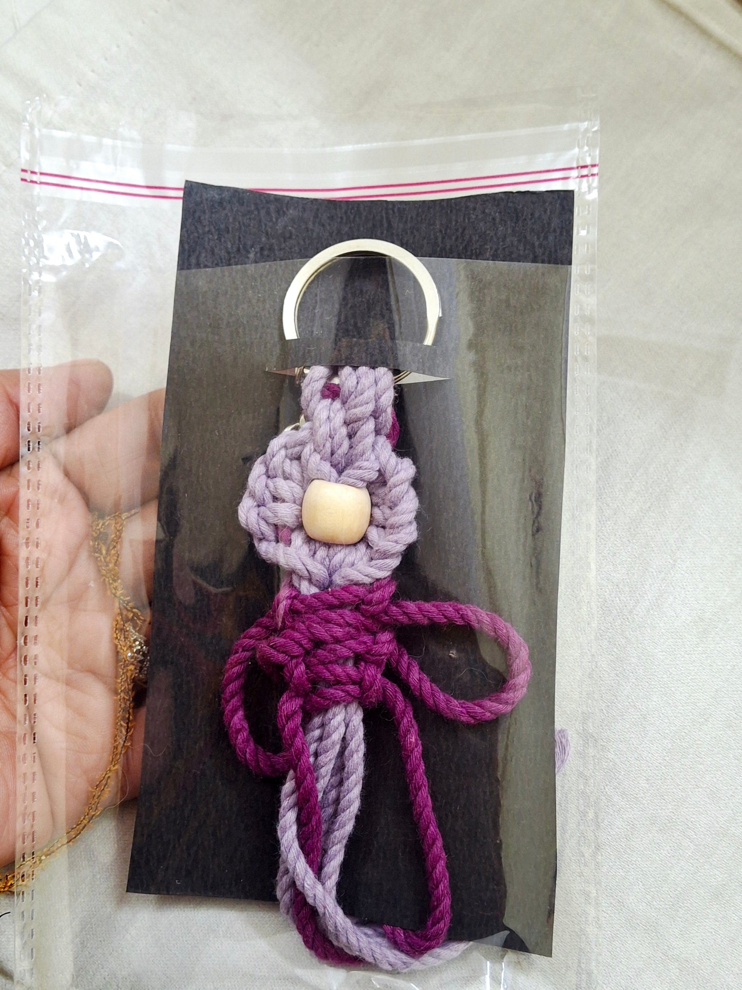 Personalised Macrame Flower Keychain Bag Charms & Backpack Keyring,Boho Knitting Keychain, Birthday/Boho Gift Idea