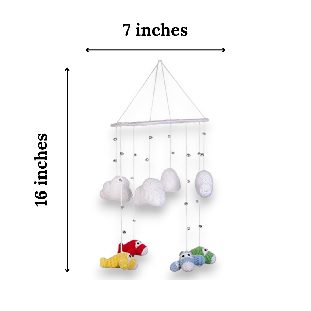 Happy Threads | Handcrafted Amigurumi Airplane Mobile – Crochet Clouds & Classic Planes Nursery Décor - Hunar Hatti