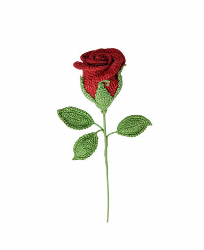 Happy Threads| Radiant Roses, Eco-Friendly Handcrafted Single Stem Crocheted Flowers, Lead-Free, Sustainable Decor & Gift Solution