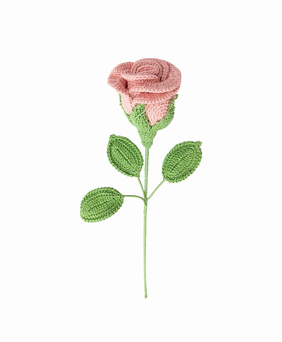 Happy Threads| Radiant Roses, Eco-Friendly Handcrafted Single Stem Crocheted Flowers, Lead-Free, Sustainable Decor & Gift Solution