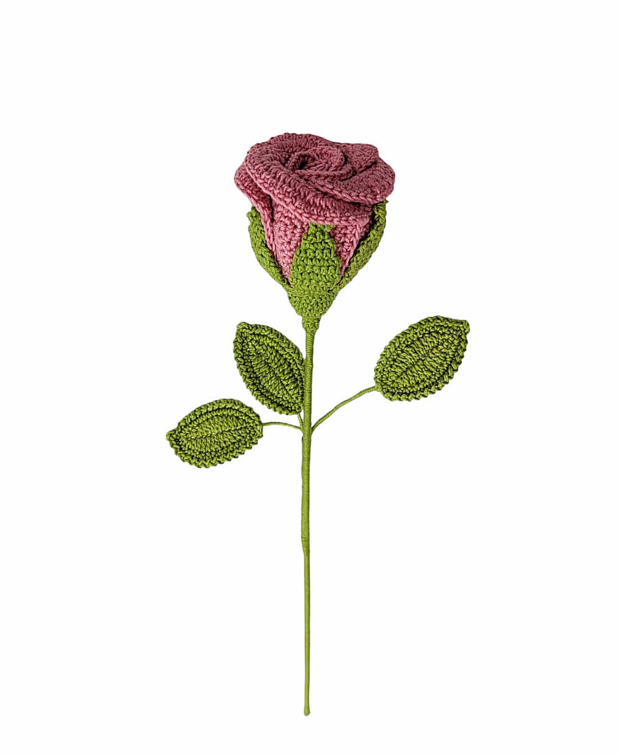 Happy Threads| Radiant Roses, Eco-Friendly Handcrafted Single Stem Crocheted Flowers, Lead-Free, Sustainable Decor & Gift Solution