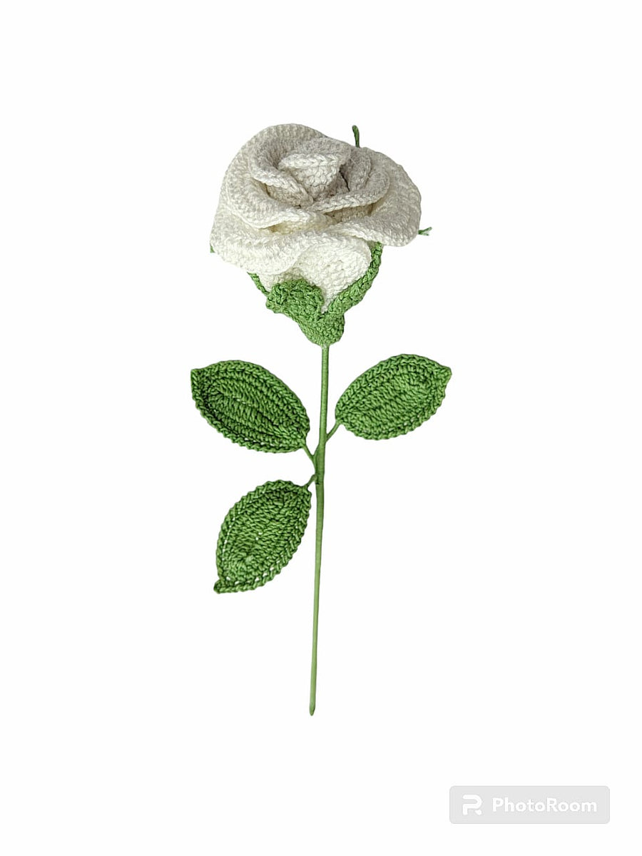 Happy Threads| Radiant Roses, Eco-Friendly Handcrafted Single Stem Crocheted Flowers, Lead-Free, Sustainable Decor & Gift Solution