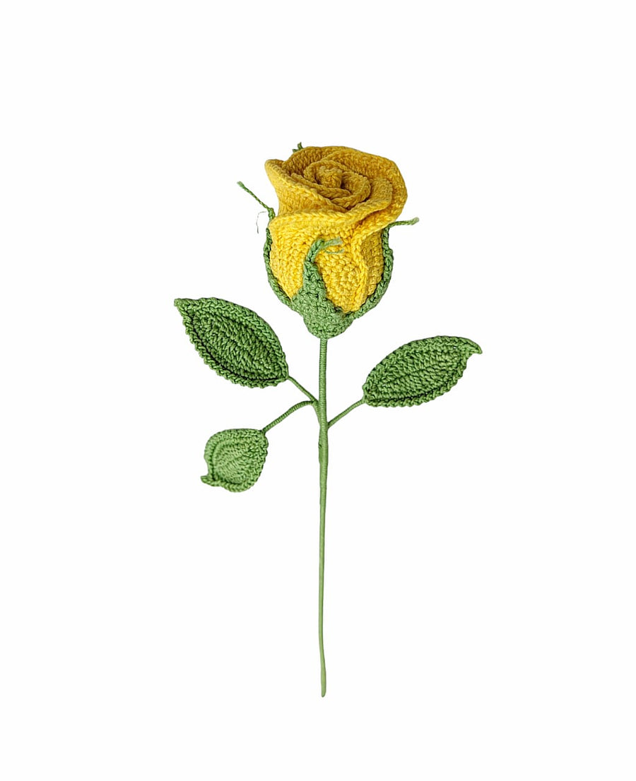 Happy Threads| Radiant Roses, Eco-Friendly Handcrafted Single Stem Crocheted Flowers, Lead-Free, Sustainable Decor & Gift Solution