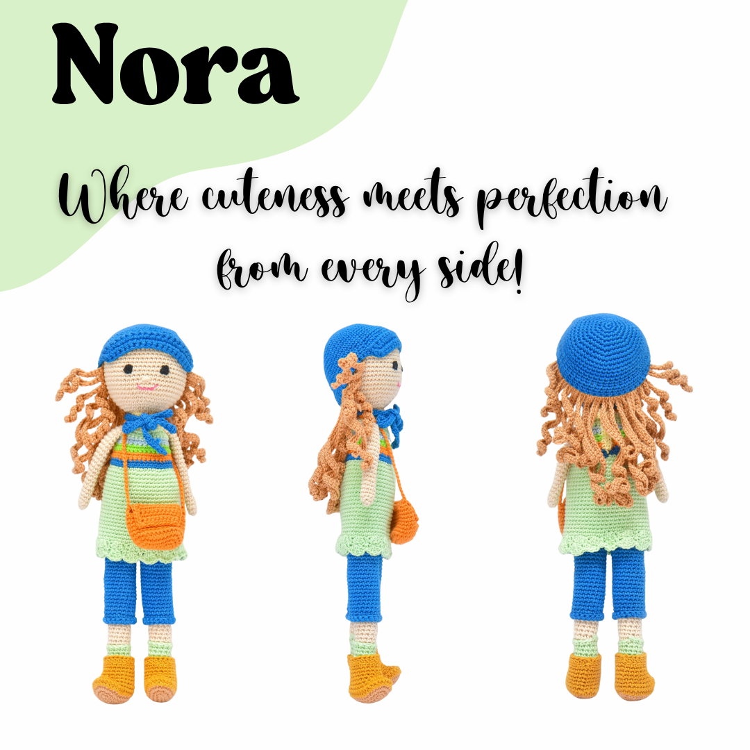 Happy Threads | Nora Crochet Doll | Handmade Artisanal Toy | Whimsical, Eco-Friendly Gift for Kids & Collectors