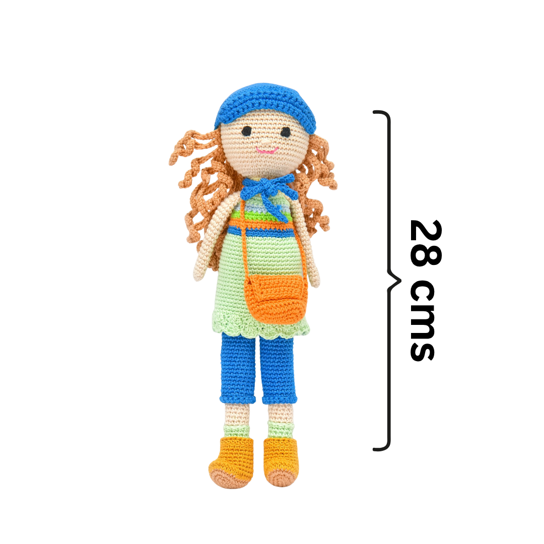Happy Threads | Nora Crochet Doll | Handmade Artisanal Toy | Whimsical, Eco-Friendly Gift for Kids & Collectors