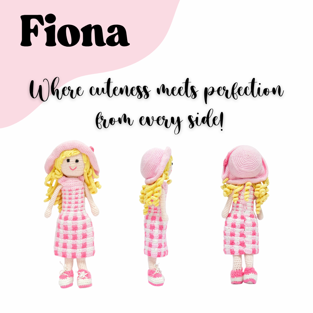 Happy Threads | Fiona – Handwoven Crochet Doll in Blush & Ivory | Sustainable Storytelling Companion