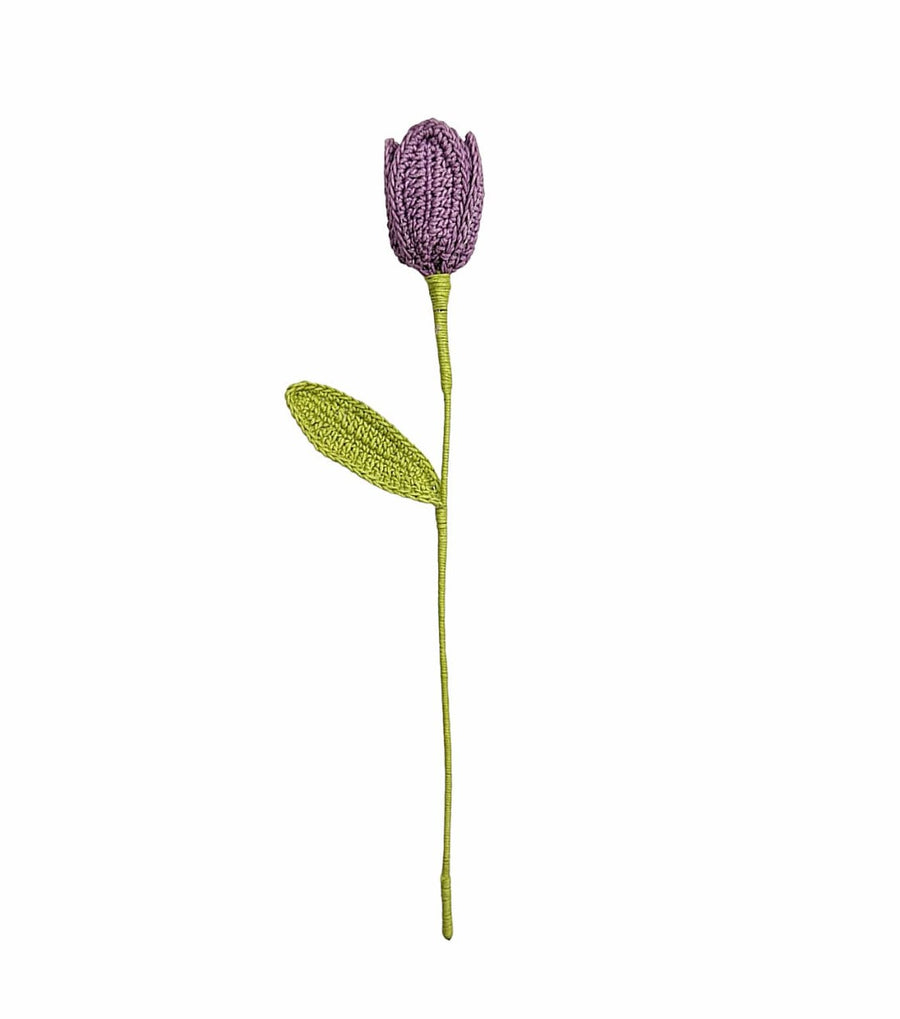 Happy Threads| Tulip Treasures (Open Tulips), Eco-Friendly Handcrafted Single Stem Crocheted Flowers, Lead-Free, Sustainable Decor & Gift Solution