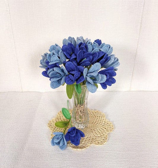 Happy Threads| Tulip Treasures (Open Tulips), Eco-Friendly Handcrafted Single Stem Crocheted Flowers, Lead-Free, Sustainable Decor & Gift Solution