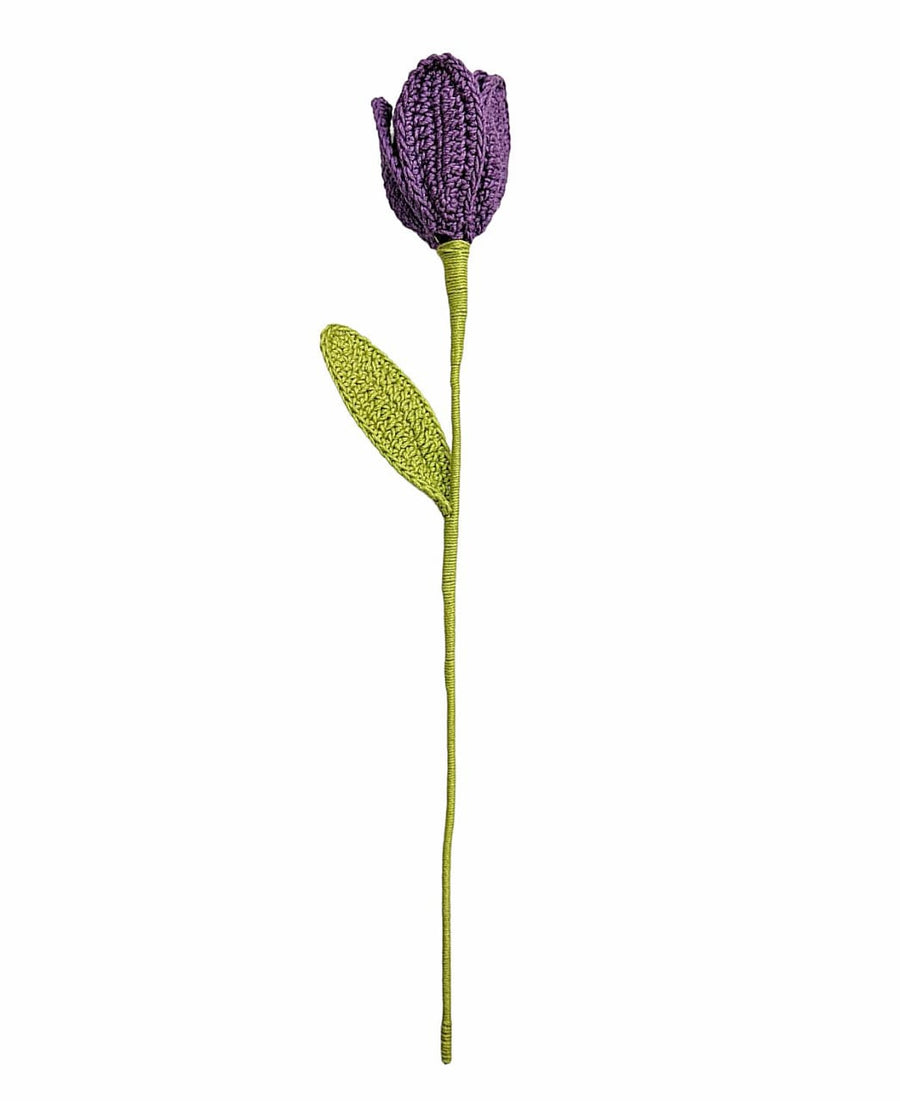 Happy Threads| Tulip Treasures (Open Tulips), Eco-Friendly Handcrafted Single Stem Crocheted Flowers, Lead-Free, Sustainable Decor & Gift Solution