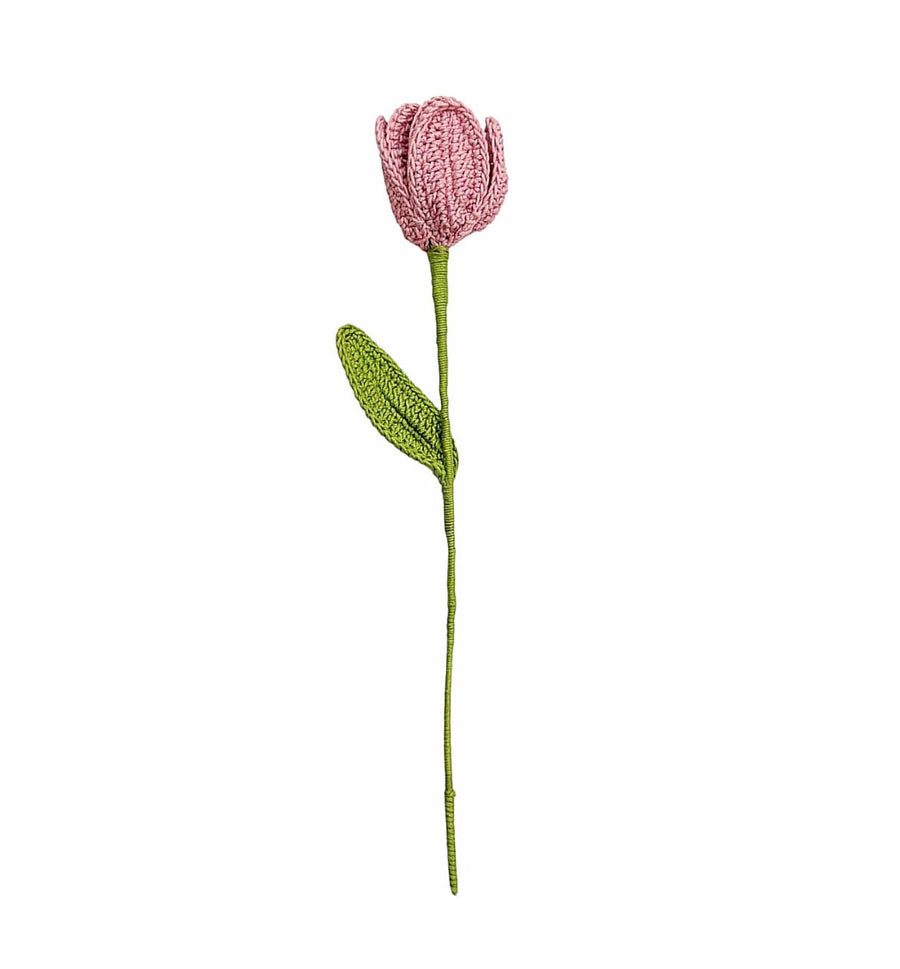Happy Threads| Tulip Treasures (Open Tulips), Eco-Friendly Handcrafted Single Stem Crocheted Flowers, Lead-Free, Sustainable Decor & Gift Solution
