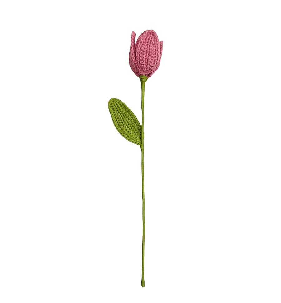 Happy Threads| Tulip Treasures (Open Tulips), Eco-Friendly Handcrafted Single Stem Crocheted Flowers, Lead-Free, Sustainable Decor & Gift Solution
