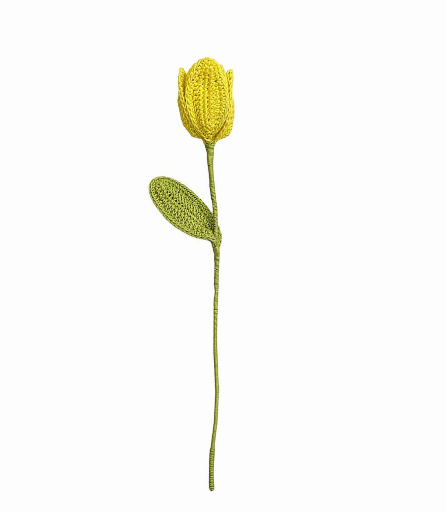 Happy Threads| Tulip Treasures (Open Tulips), Eco-Friendly Handcrafted Single Stem Crocheted Flowers, Lead-Free, Sustainable Decor & Gift Solution