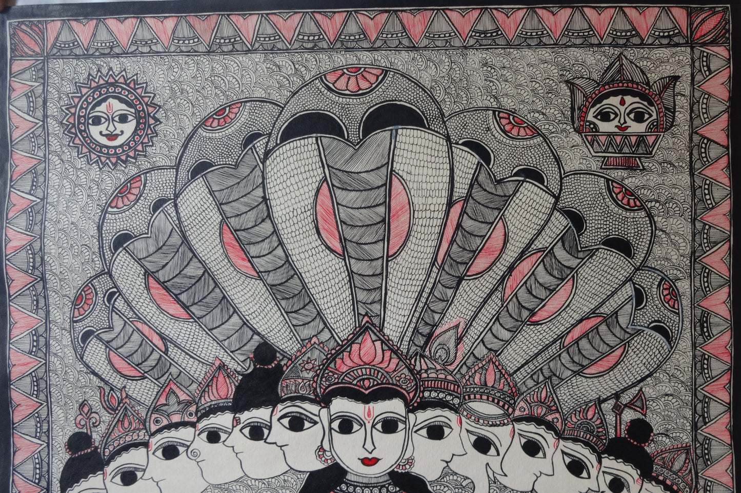 Vishnu Bhagwan Vishwaroopam in Madhubani Painting