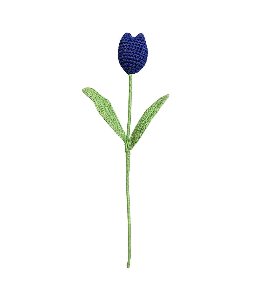 Happy Threads| Charming Tulips, Eco-Friendly Handcrafted Single Stem Crocheted Flowers - Child-Safe, Lead-Free, Sustainable Decor & Gift Solution