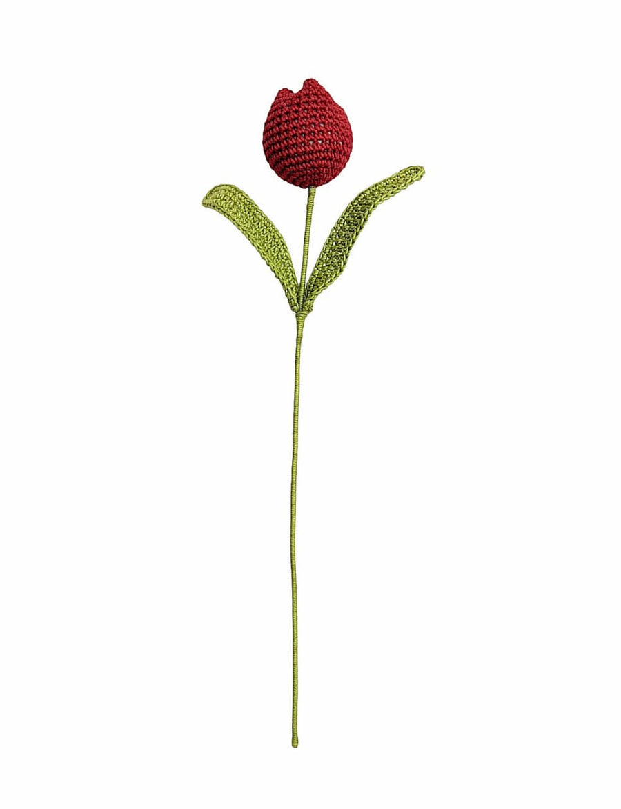 Happy Threads| Charming Tulips, Eco-Friendly Handcrafted Single Stem Crocheted Flowers - Child-Safe, Lead-Free, Sustainable Decor & Gift Solution
