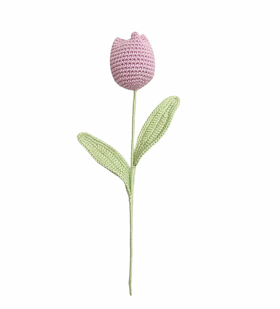 Happy Threads| Charming Tulips, Eco-Friendly Handcrafted Single Stem Crocheted Flowers - Child-Safe, Lead-Free, Sustainable Decor & Gift Solution