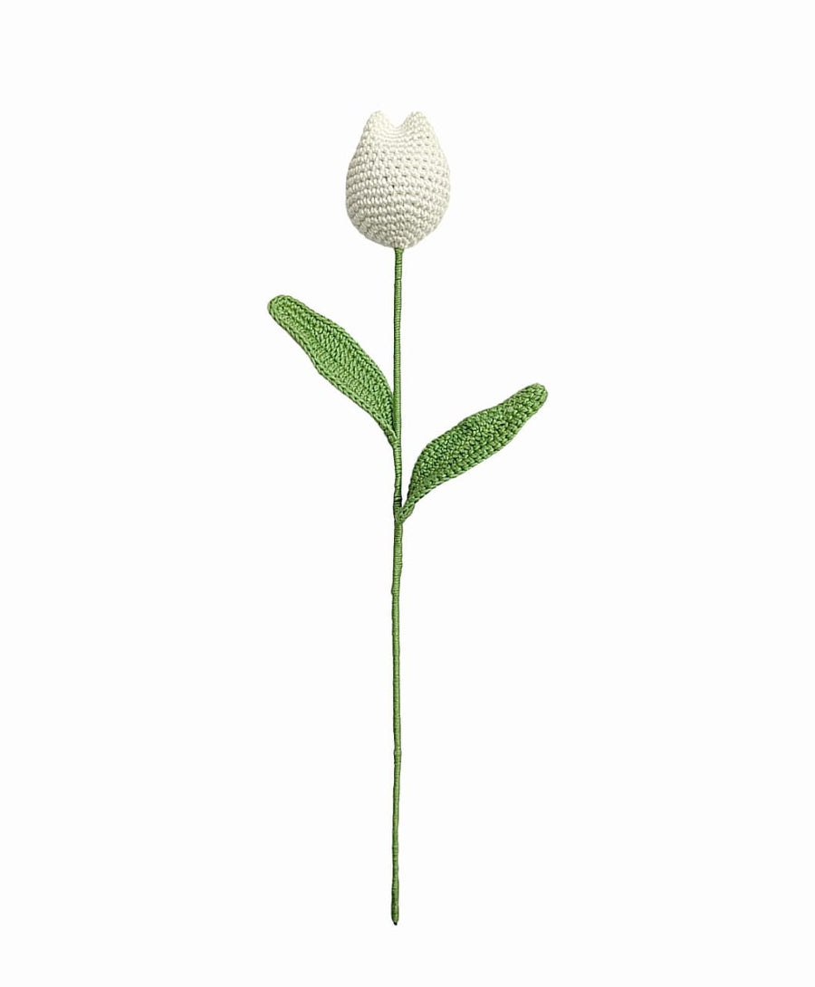 Happy Threads| Charming Tulips, Eco-Friendly Handcrafted Single Stem Crocheted Flowers - Child-Safe, Lead-Free, Sustainable Decor & Gift Solution