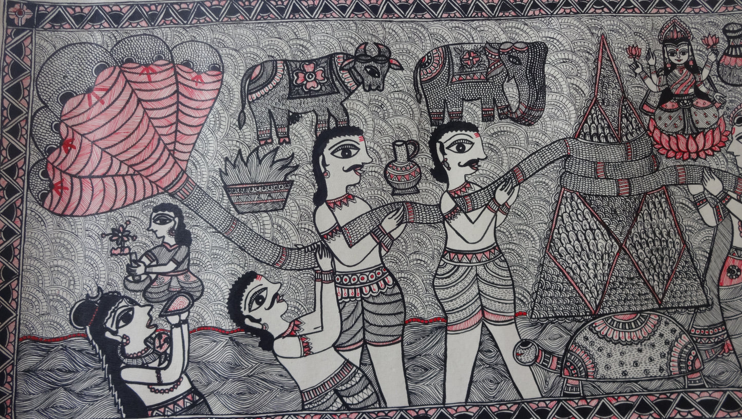 Sagara Madhanam in Madhubani Painting