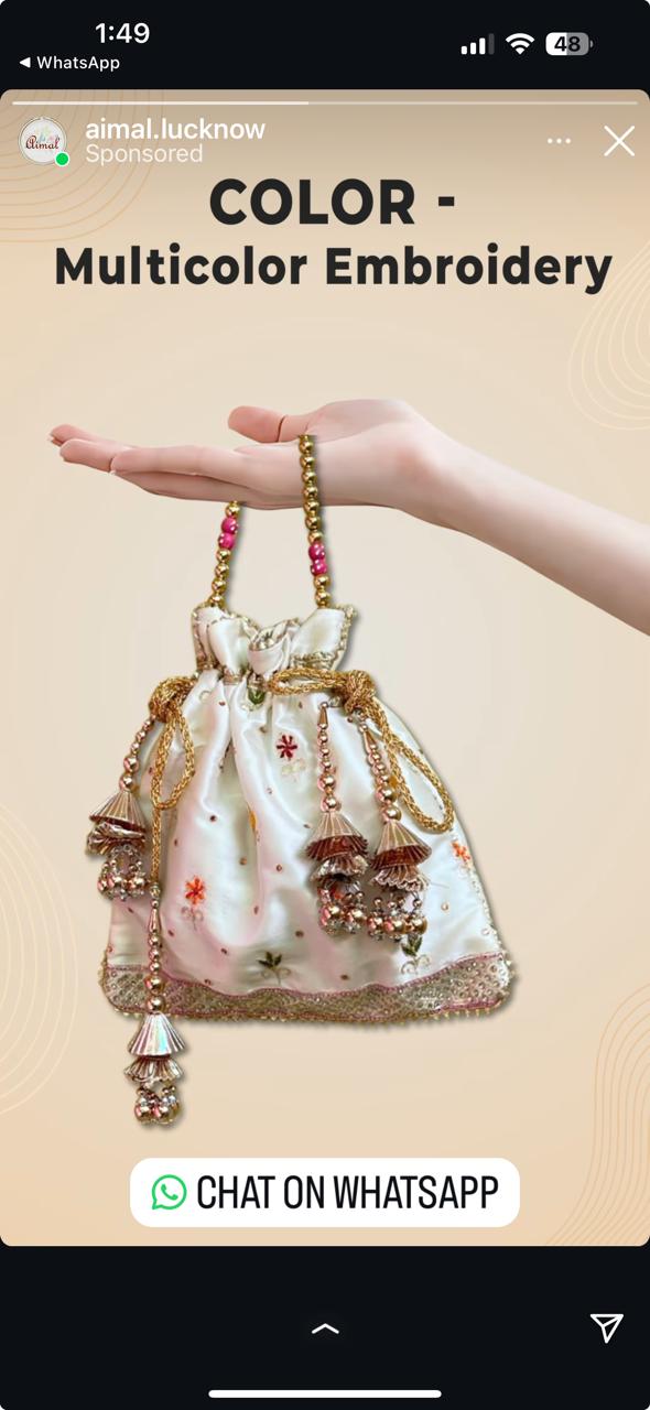 Beautiful hand embriodared Potli bag