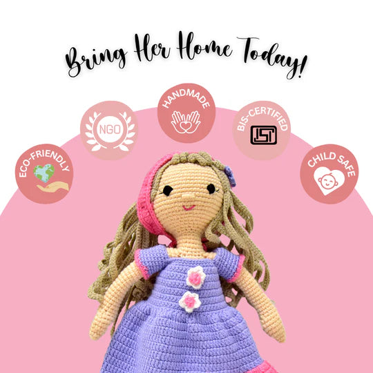 Happy Threads | Katherine the Doll – Adorable Handmade Crochet Doll | Perfect for Imaginative Play & Gifting